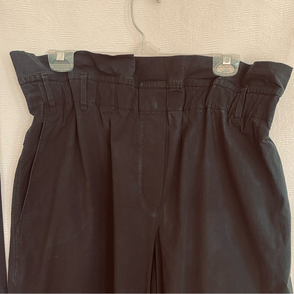 Brunello Cucinelli high waisted belted black cotton wide leg pants. - Picture 2 of 9